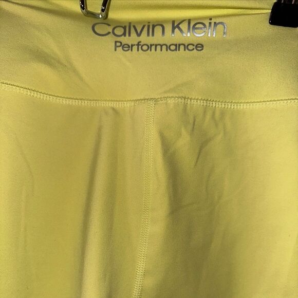 Calvin Klein Performance Medium Stretch Pale Fluorescent Yellow Leggings - Picture 5 of 5